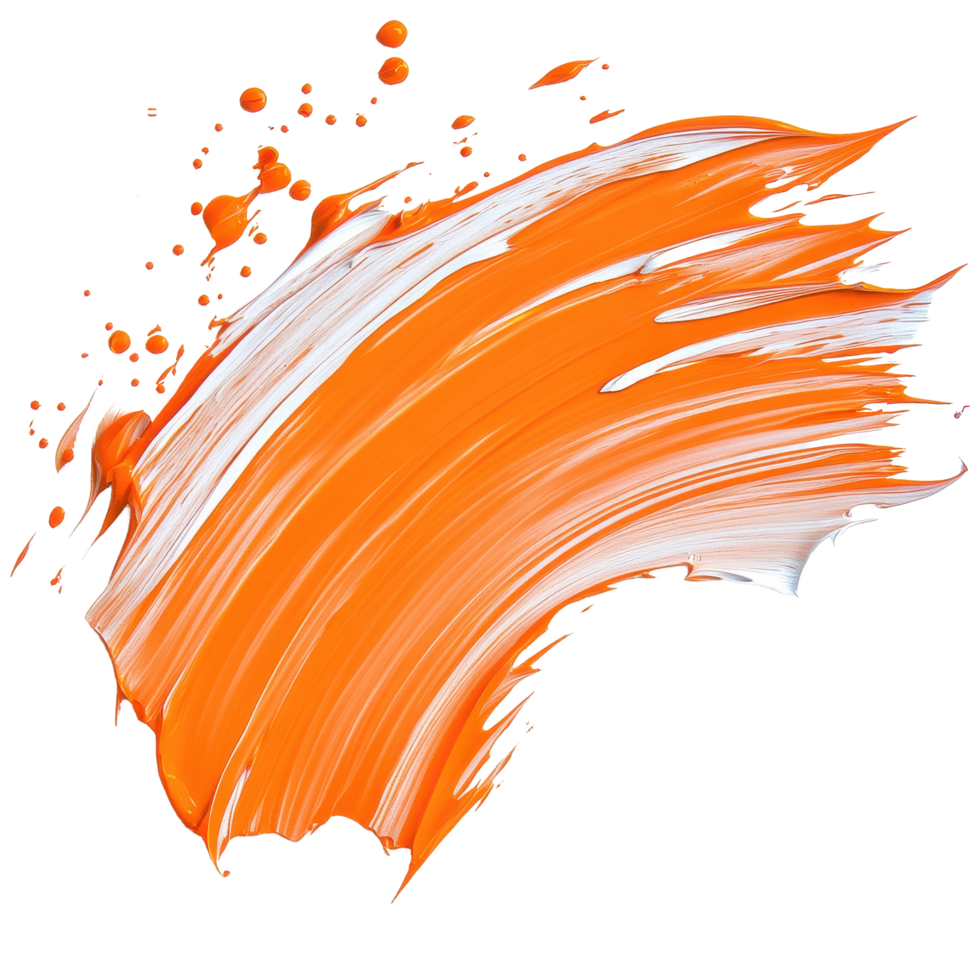 Vibrant orange salmon paint strokes create abstract art on a clean Transparent background, Orange Salmon Paint Strokes on background png
