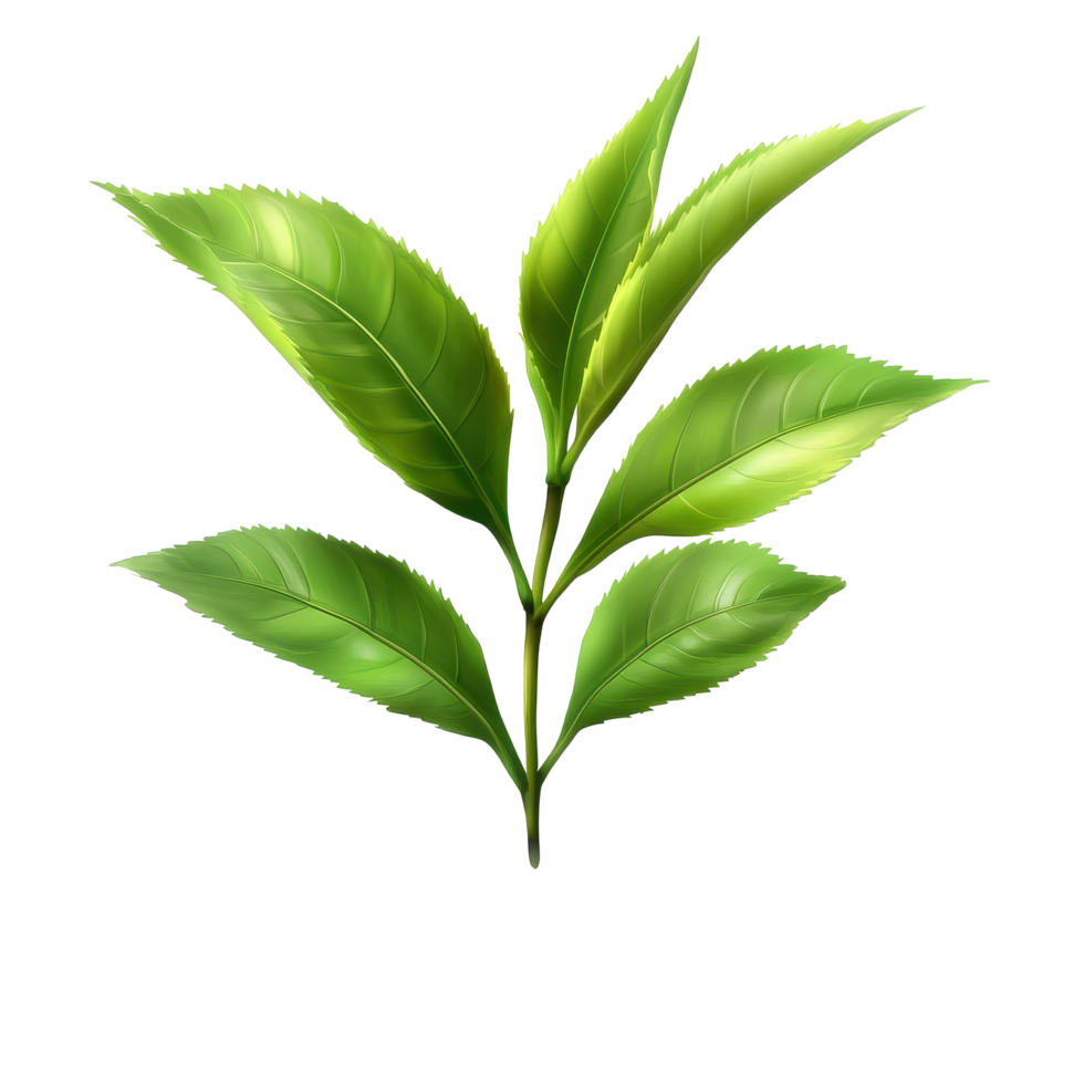 Fresh and vibrant tea leaf displayed on a transparent background showcasing its natural beauty, tea leaf isolated on transparent png