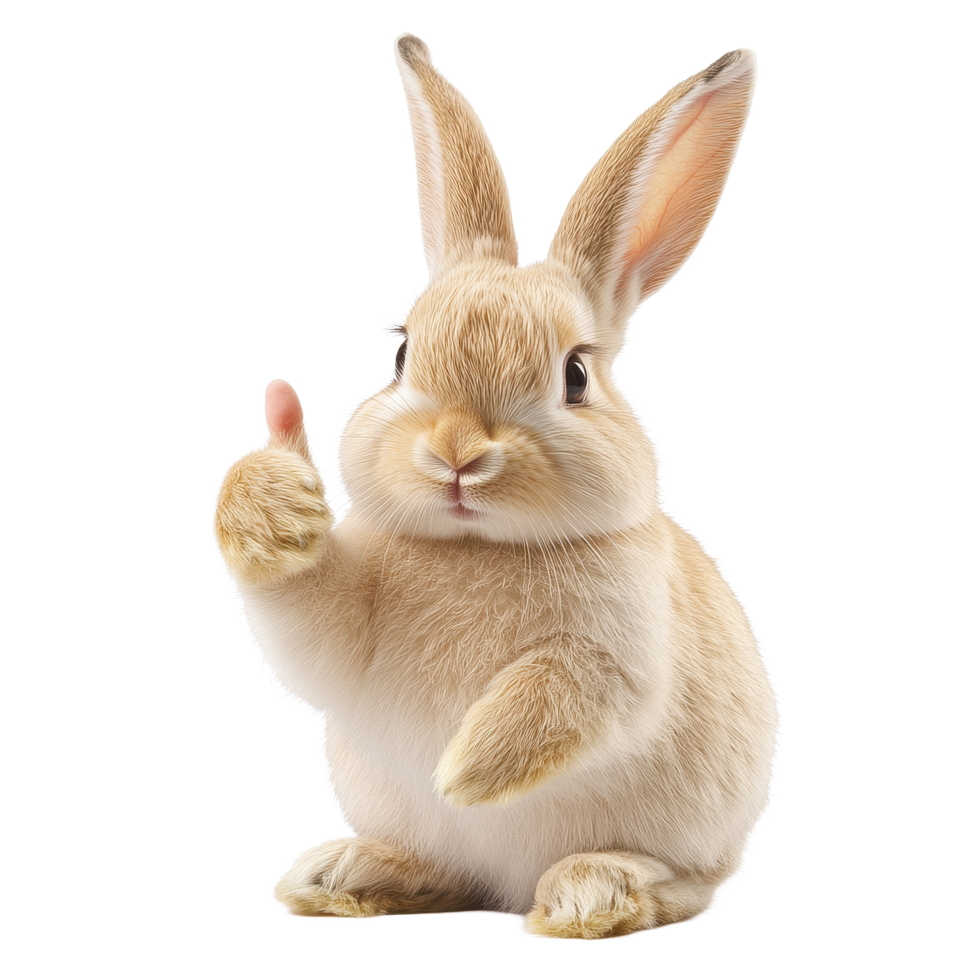Bunny giving thumbs up in isolated setting against a pure white background, Bunny Giving Thumbs Up Isolated on white background png