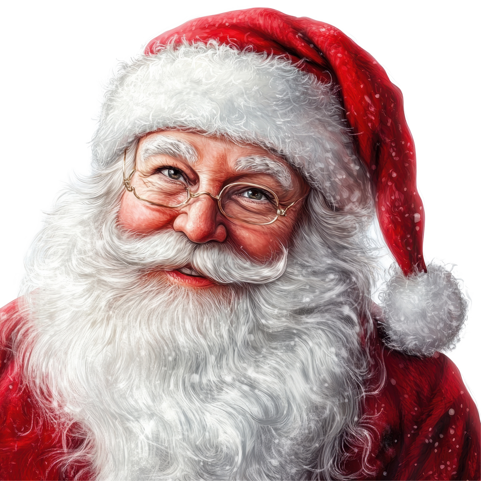 Realistic Santa Claus smiling warmly with a snowy Transparent background, perfect for holiday celebrations and greetings, realistic Santa Claus on background png