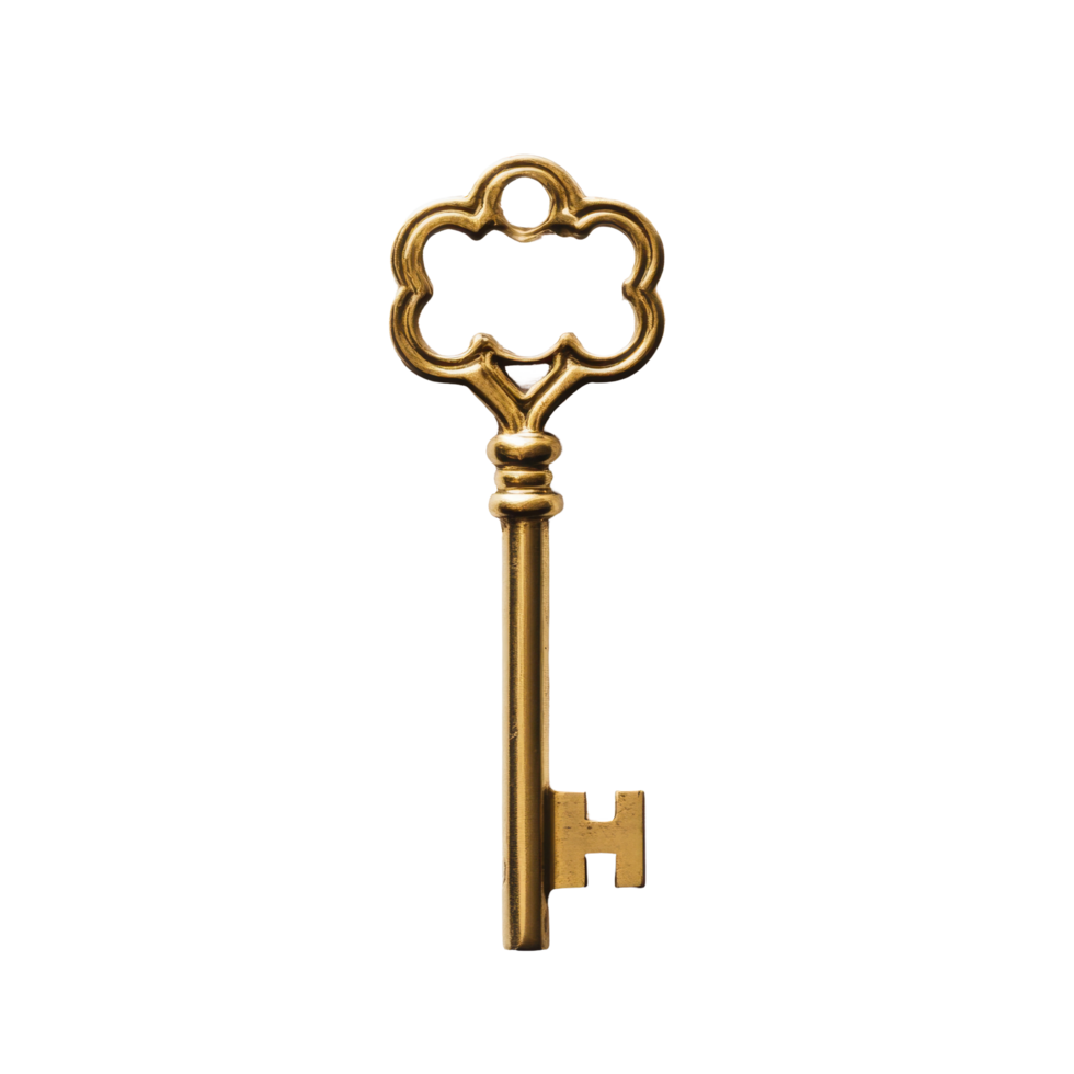 Golden key opportunity on a plain white background symbolizes potential and new beginnings ahead, Golden Key Opportunity, white background png