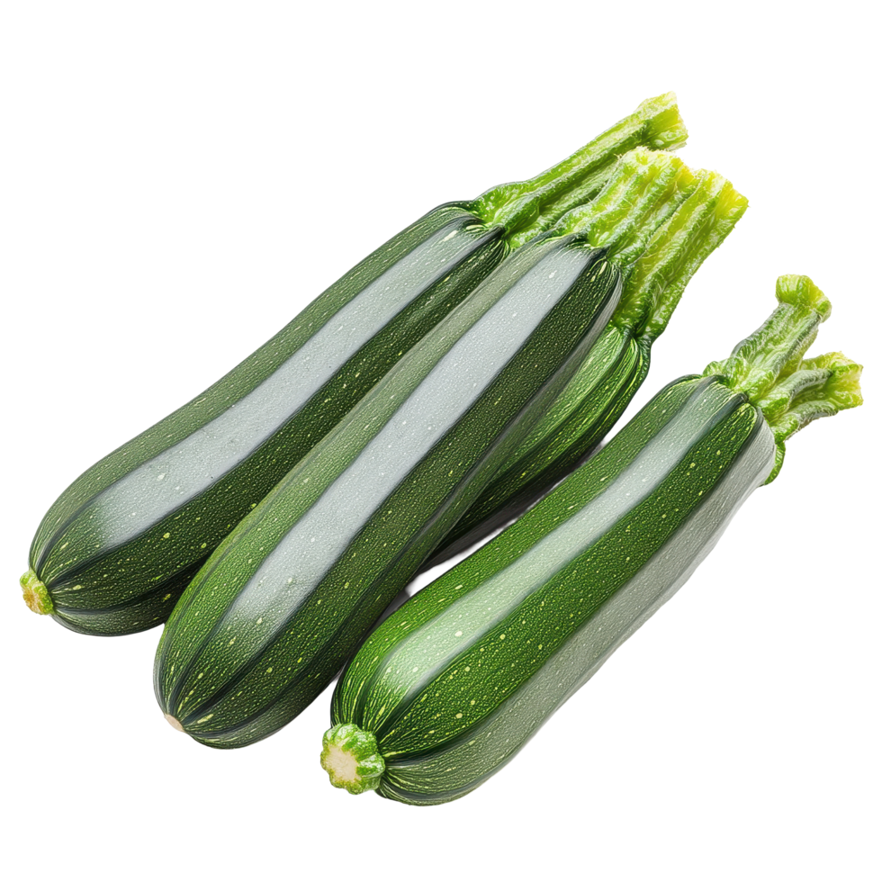 Fresh ripe green zucchini displayed against a Transparent background ready for cooking and healthy meals, Ripe green fresh zucchini vegetable, background png