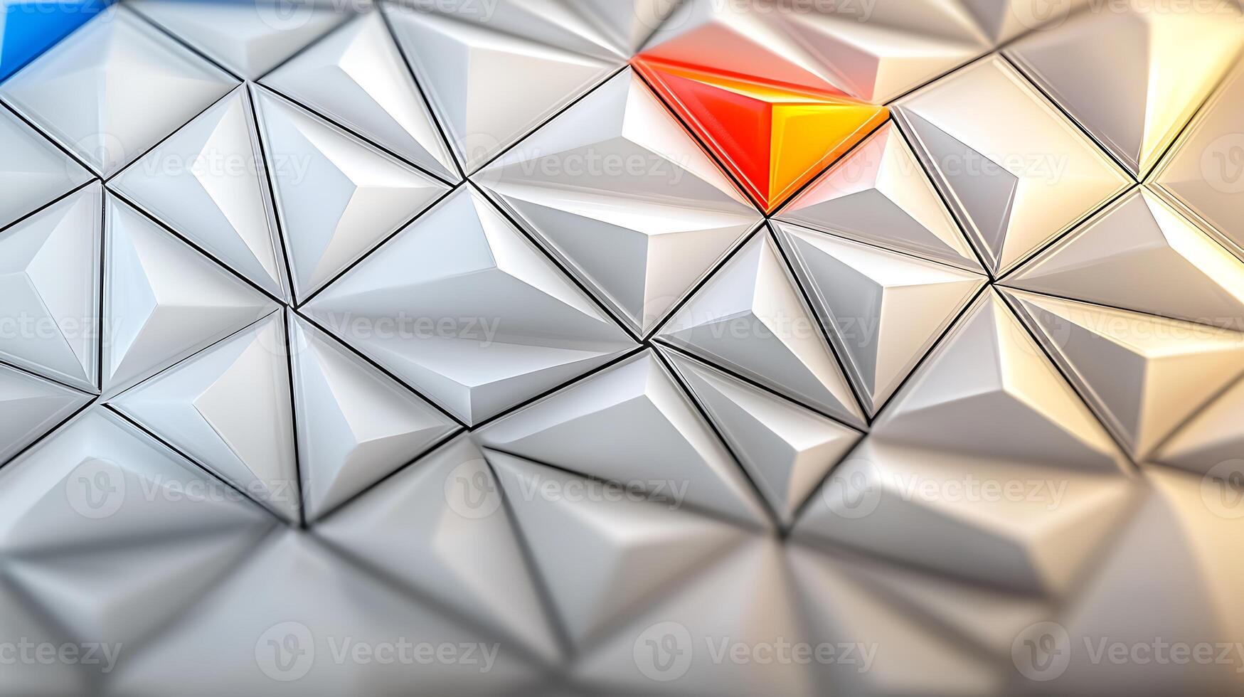 Abstract geometric pattern with triangular shapes in shades of white, orange, and blue photo
