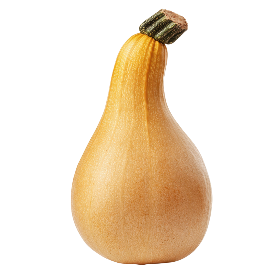 Butternut squash standing on white background with vibrant color and smooth texture, Butternut isolated on white background png