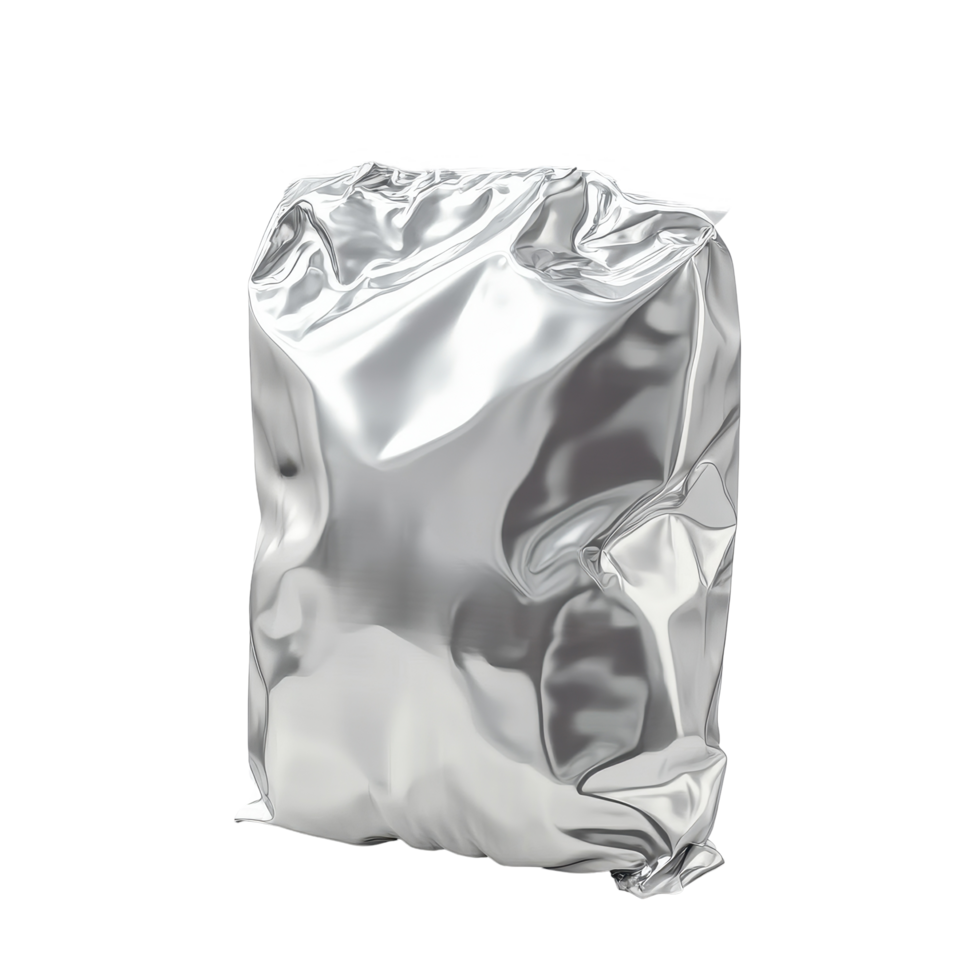 Plastic foil bag isolated on Transparent background showcasing durable material and versatile packaging design, Plastic foil bag isolated on background png