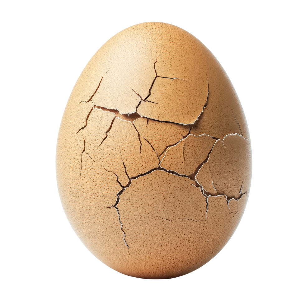 Cracked egg isolated on Transparent background showing its fragile surface with intricate patterns and textures, Cracked egg isolated on background png