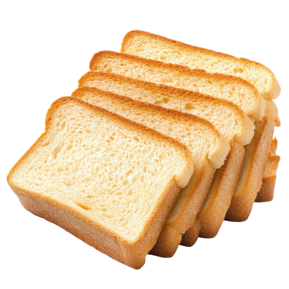 Freshly sliced toast bread on a Transparent background ready for various culinary uses and meals, Toast bread isolated on background png