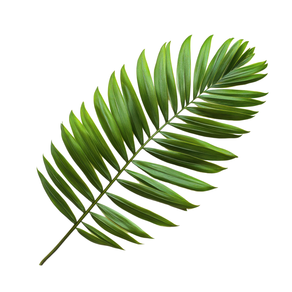 Elegant palm tree leaf isolated on a Transparent background showcasing natural beauty, Palm tree leaf isolated background png