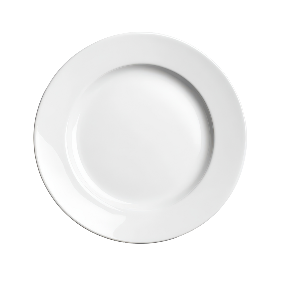 Clean white plate on a plain Transparent background for culinary presentations or food display ideas, White plate isolated on background png