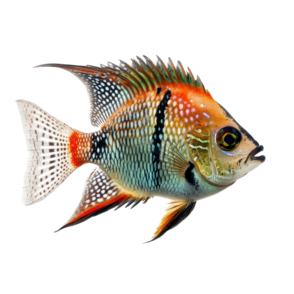 Argus fish Scatophagus showcasing vibrant colors against a white background in an isolated setting, Image Argus fish Scatophagus isolated on white background png