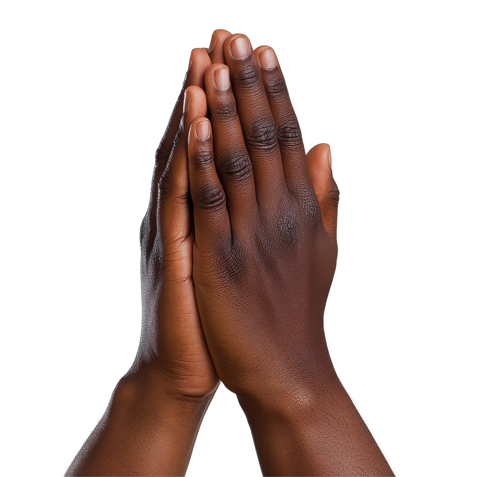 Hands in prayer symbolizing faith and gratitude illuminated by soft light, Hands in Prayer A Moment Faith and Gratitude, white background png