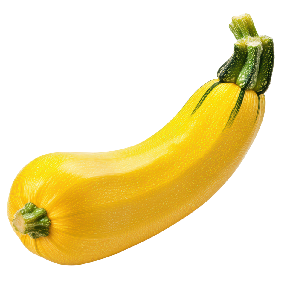 Yellow zucchini sitting isolated on a Transparent background highlighting its vibrant color and smooth texture, yellow zucchini isolated on background png