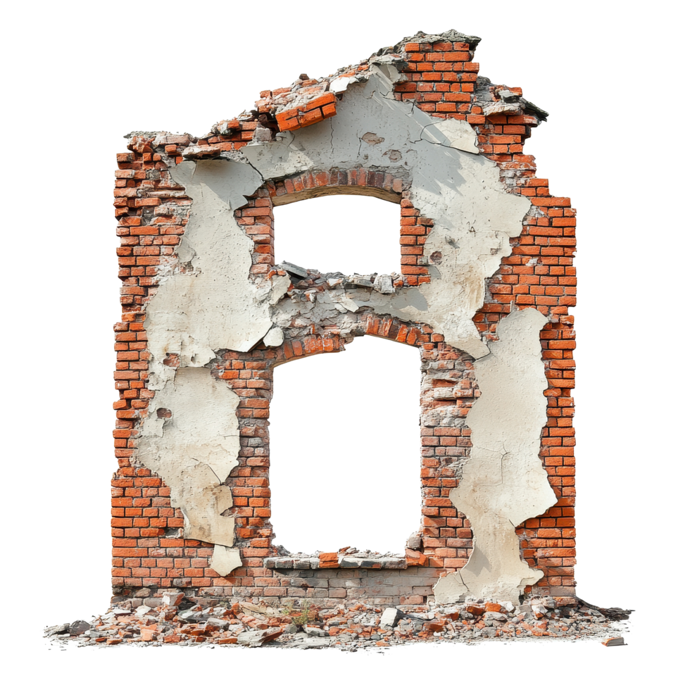Destruction of brick walls from war conflict with a Transparent background, Destroyed Brick Walls by War on background png