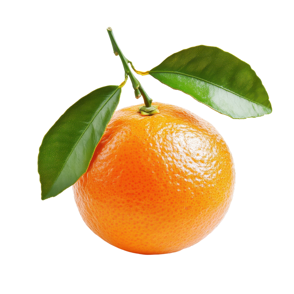 Fresh tangerine with green leaves isolated on a clean Transparent background, Tangerine or clementine isolated on background png