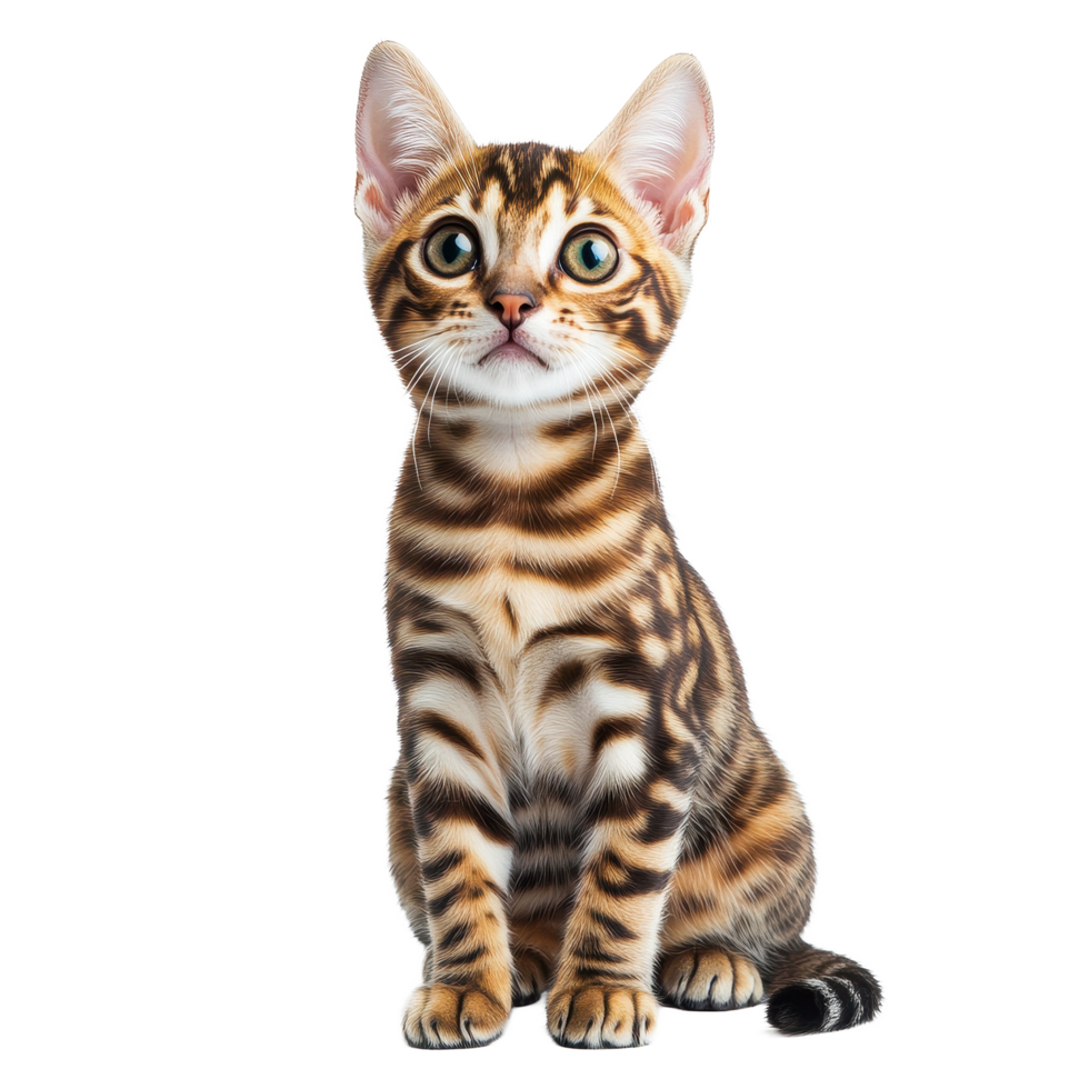 Charming bengal cat poses playfully against a clean, Transparent background, Cute bengal the cat isolated png