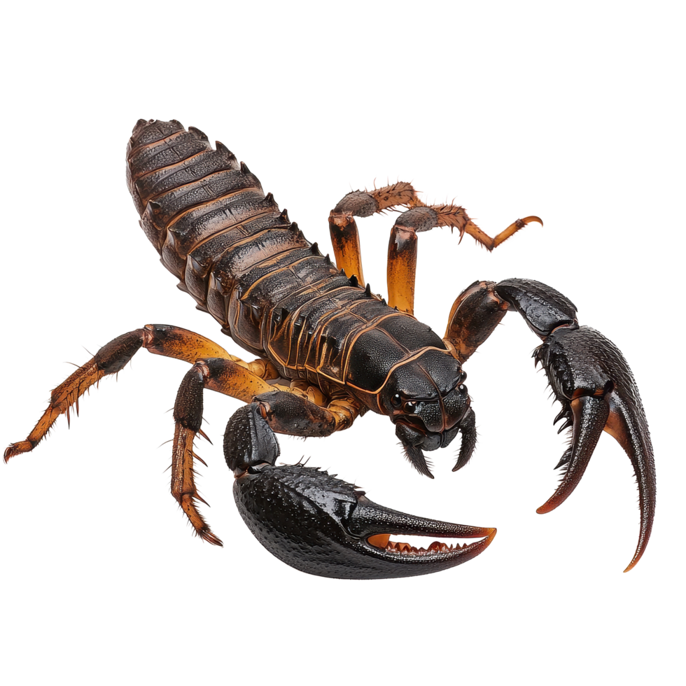 Scorpion isolated on a clean Transparent background displaying its distinctive features and colors, Scorpion Isolated on background png