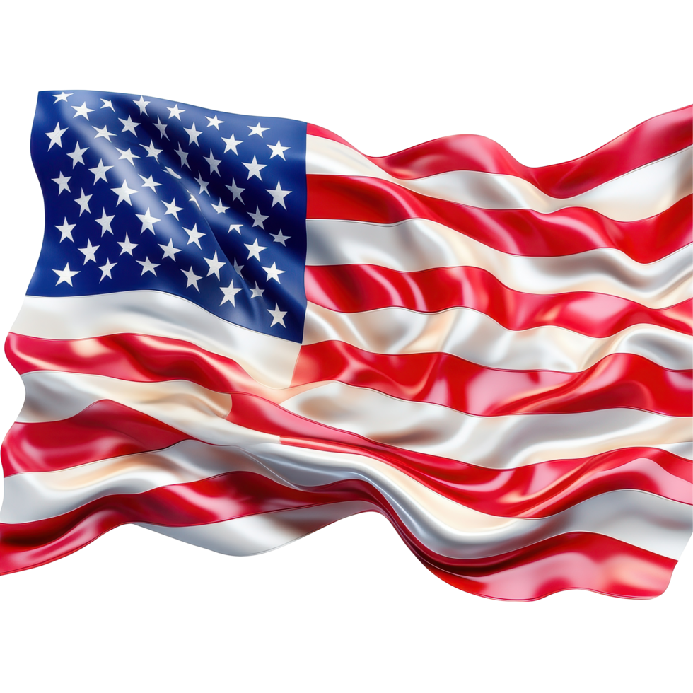 Waving flag of the United States of America isolated on a Transparent background, The flag the United States America Isolated on background png