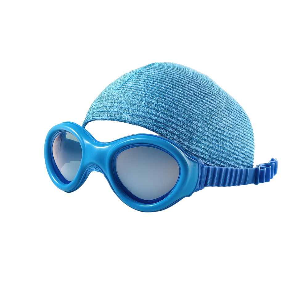 Essential swimming goggles and cap for pool activities on a Transparent background for water sports enthusiasts, Swimming Goggles and Cap, background png