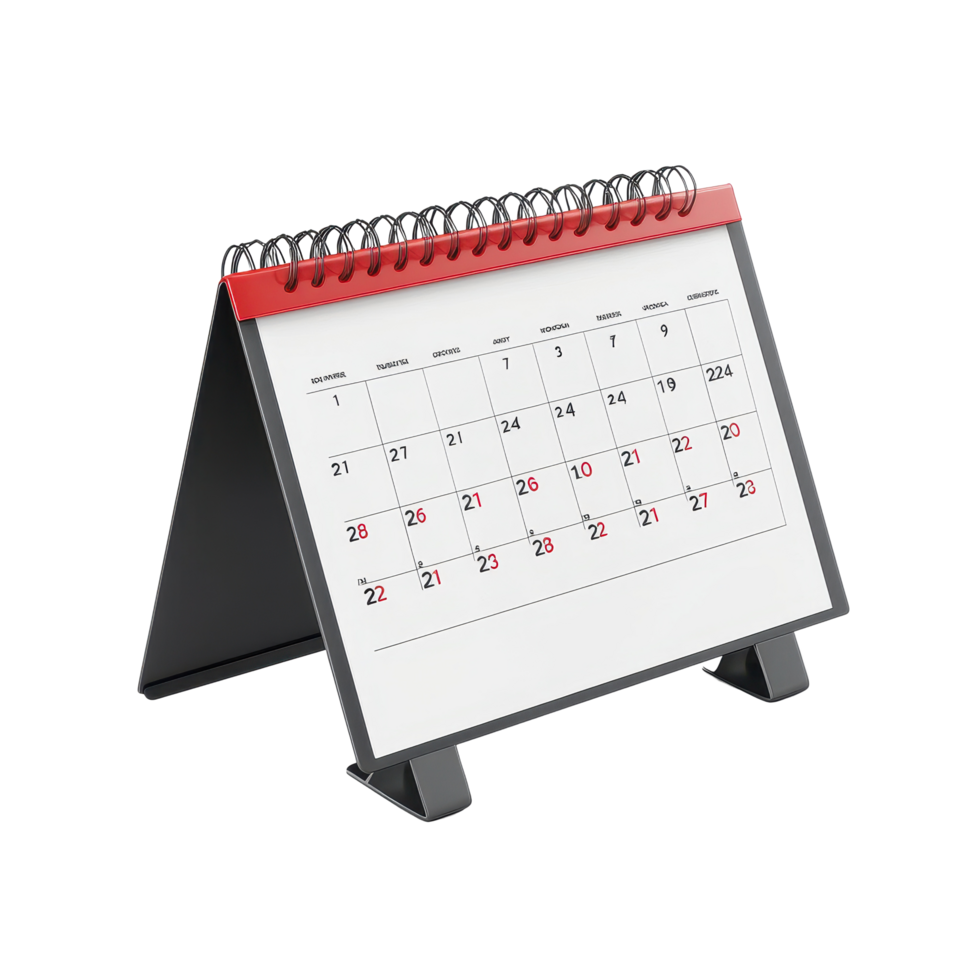 Table calendar for December displayed on a Transparent background for planning and organization purposes, table calendar 2024 december isolated on White background png
