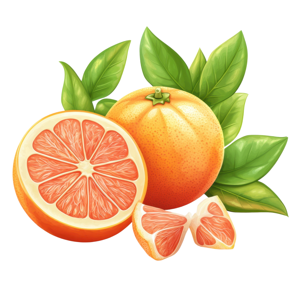 Fresh grapefruit with vibrant orange skin and juicy segments isolated on a clean white background, grapefruit citrus fruitisolated on white background png