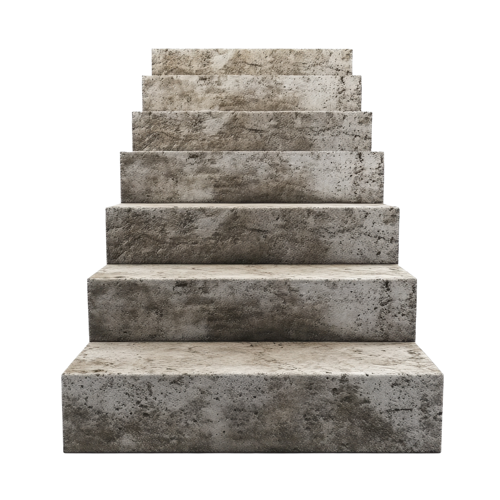 Concrete stairs leading upward with a plain Transparent background for architectural design projects, concrete stairs isolated on background png