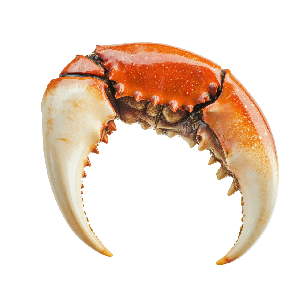 Crab claw displayed on a clean Transparent background highlighting its natural texture and vibrant colors, Crab claw isolated on background png