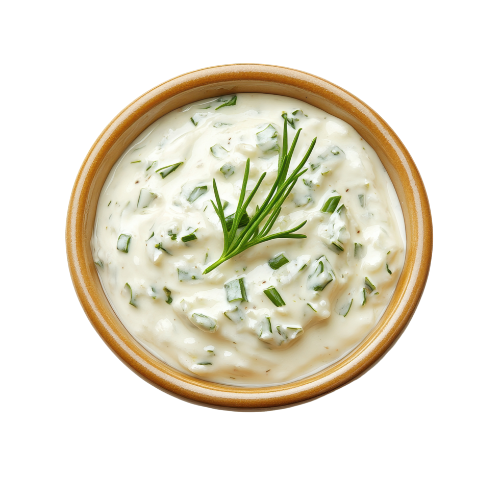 Creamy tartar sauce served in a bowl with fresh herbs on a Transparent background for culinary presentations, Tomato sauce in a bowl isolated on background png