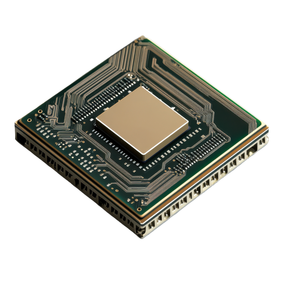klassisch Digital Computer Prozessor Mikrochip präsentieren detailliert Schaltung mit ein modern Design Element, klassisch Digital Computer Prozessor Mikrochip png