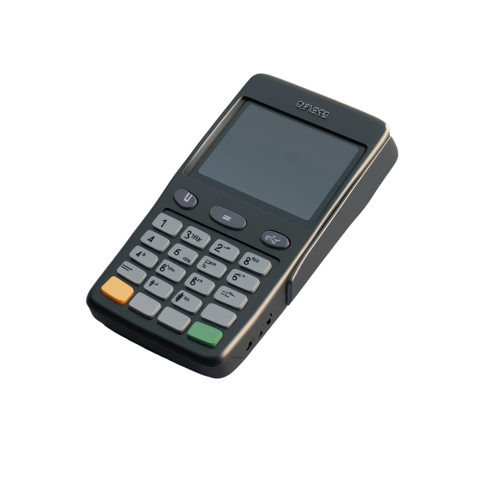Payment terminal for processing credit card transactions on a smooth surface, Payment terminal with credit card 3d png