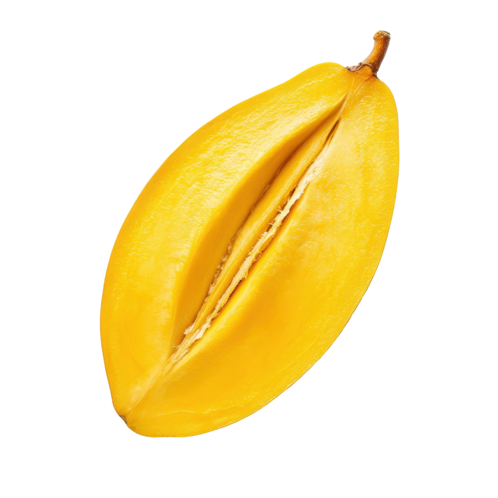Fresh half mango on white background showcasing vibrant color and juicy texture for culinary inspiration, Half mango isolated on white background png