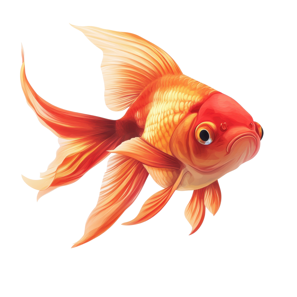 Beautiful goldfish swimming gracefully in clear water, isolated on white background, goldfish,isolated white background png