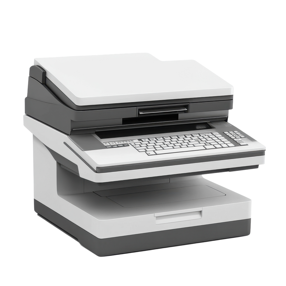 Multifunctional printer with scanner and fax capabilities isolated on a Transparent background, Printer with Scanner and Fax isolated on background png