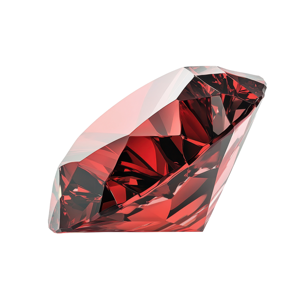Radiant red diamond shining on a pristine Transparent background showcasing its brilliance and clarity, Red diamond isolated on background png