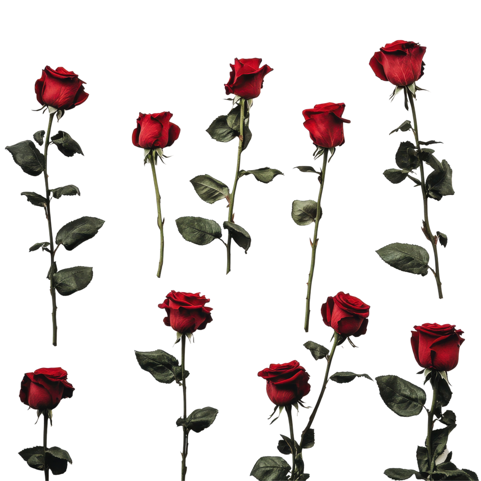 Beautiful arrangement of red roses on a Transparent background for special occasions, Multiple red roses background png