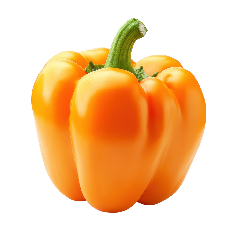 Fresh whole orange bell pepper isolated on a white background perfect for culinary use or healthy meals, Fresh whole orange Bell pepper isolated, isolated on white background png