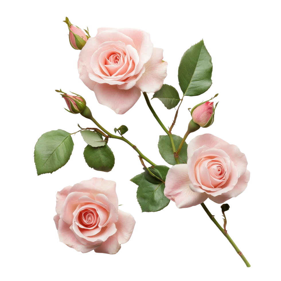 Soft pink roses elegantly arranged on a clean Transparent background for a fresh and vibrant look, roses flowers on background png