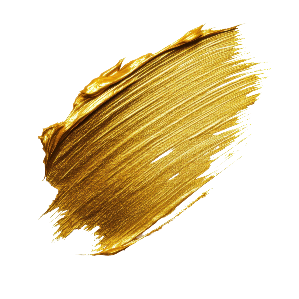 Golden brushstroke creates a shimmering effect on clean white backdrop for artistic expression, Golden brushstroke isolated on white background png