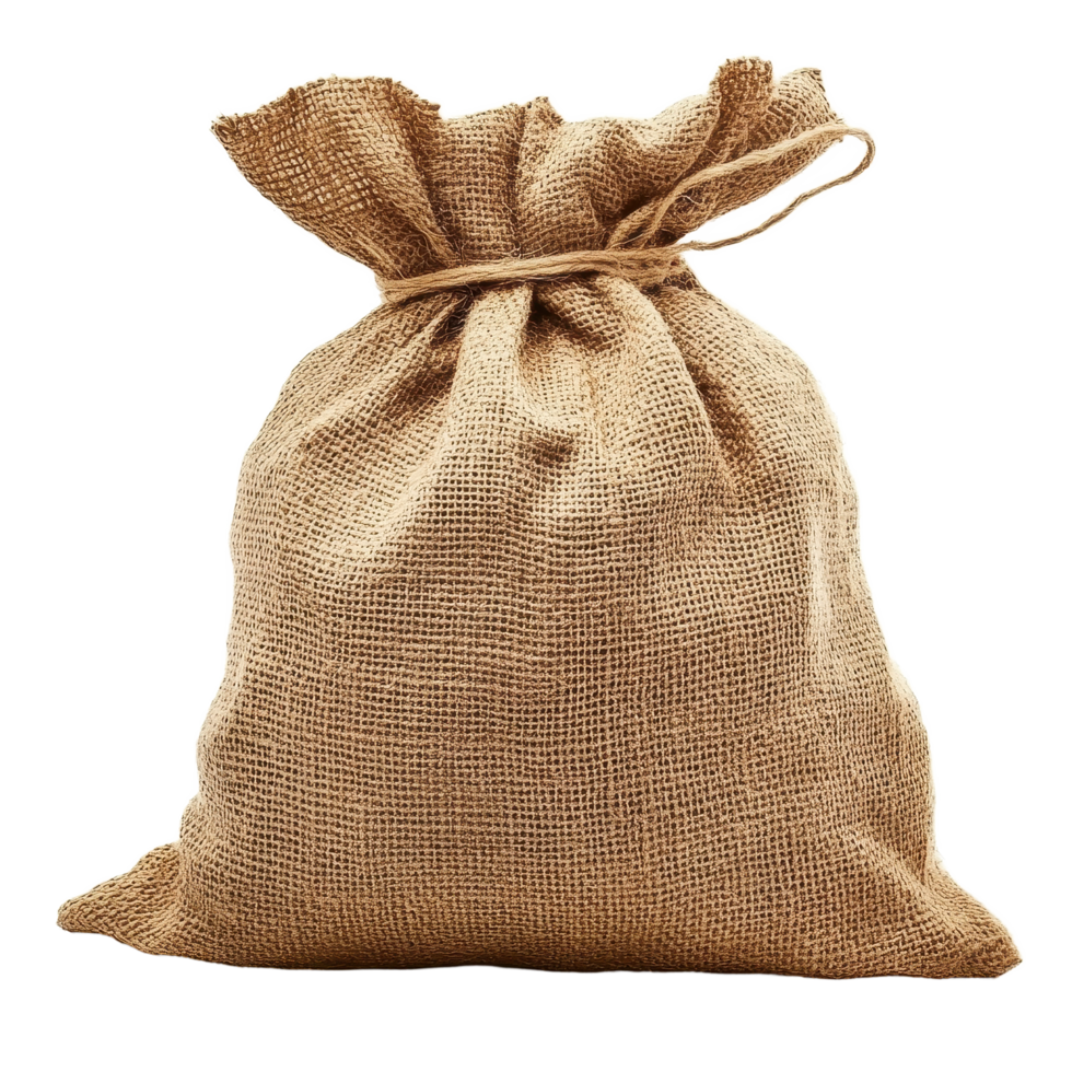 Burlap sack filled with contents isolated on white background for creative and packaging use, Burlap sack isolated on white background png
