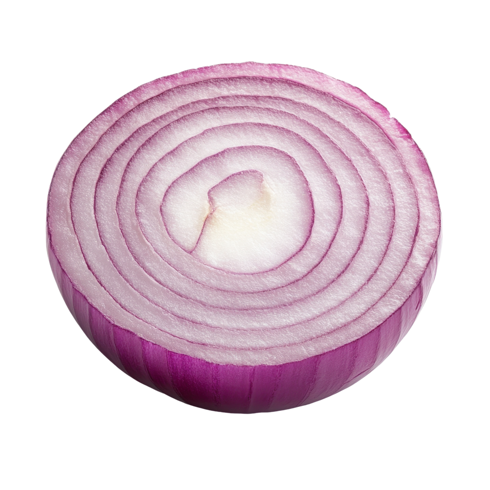 Fresh red onion slice isolated on a clean Transparent background for culinary and food styling purposes, onion slice isolated on background png