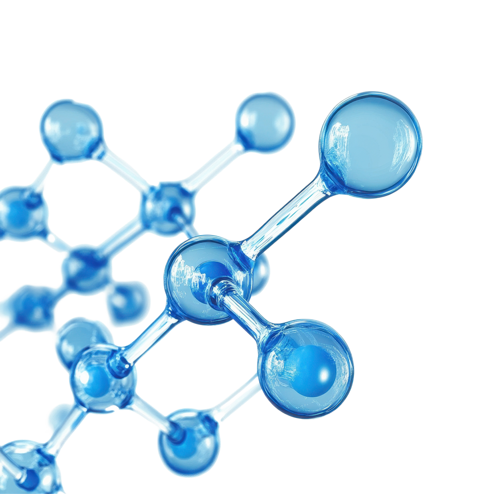 Blue transparent molecular structure with a Transparent background representing scientific concepts, Molecule with blue transparent structure background png