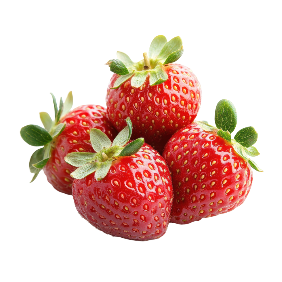 Fresh strawberries stacked on a Transparent background perfect for culinary uses and healthy snacking, Strawberries isolated on background png