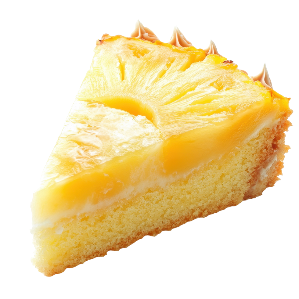 Delicious pineapple cake slice isolated on a bright Transparent background perfect for dessert lovers, Pineapple slice isolated on background png