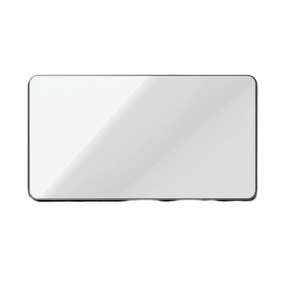 Blank silver credit card on clear background with subtle reflections and no markings, silver blank credit card on isolated transparent background, bank card mockup png