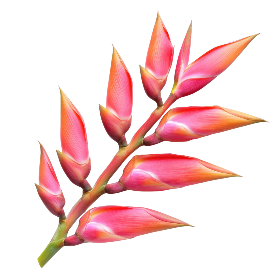 Stunning heliconia flower with vibrant colors isolated on white background for detailed examination, heliconia flower isolated on white background png