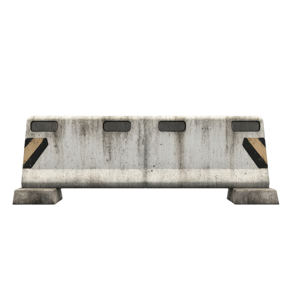 Concrete road barrier isolated against a Transparent background for construction and safety purposes, Concrete road barrier isolated on background png