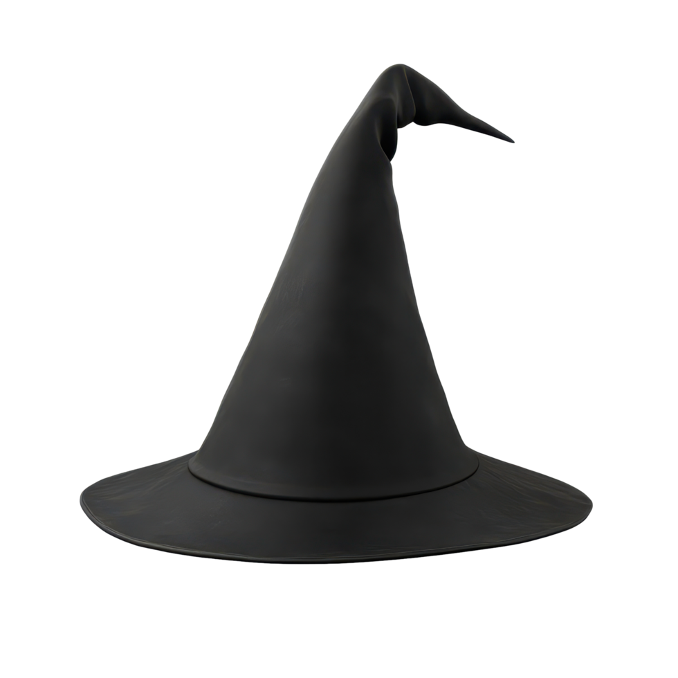 Black witch hat on Transparent background ideal for Halloween celebrations and costume parties, witch hat on background png