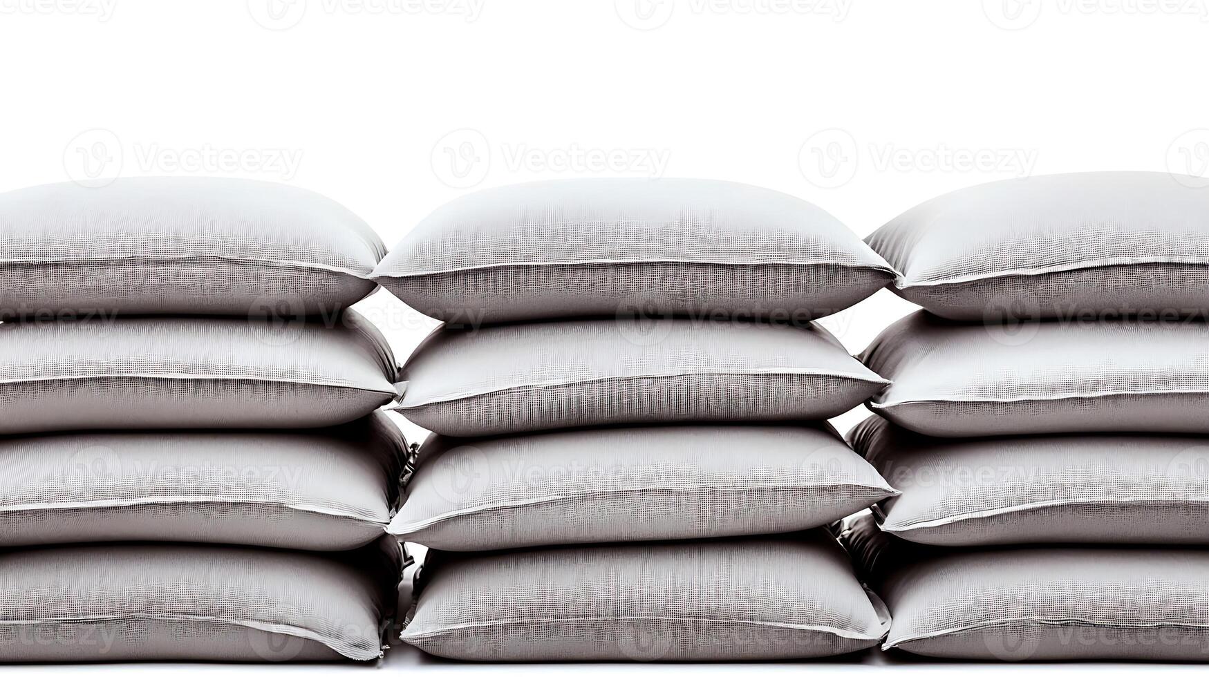 Stacked pillows in a minimalist setting, showcasing texture and arrangement for home decor photo