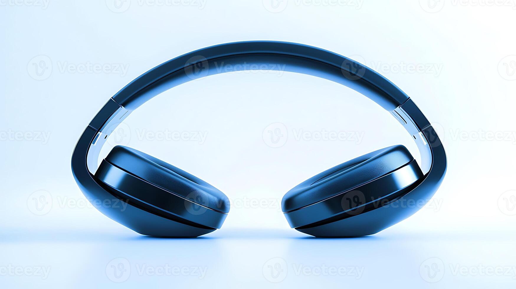 Sleek modern headphones showcased on a minimalist blue background, highlighting design and technology photo