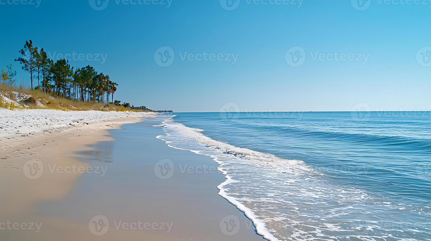 A peaceful beach view with beautiful gentle waves photo