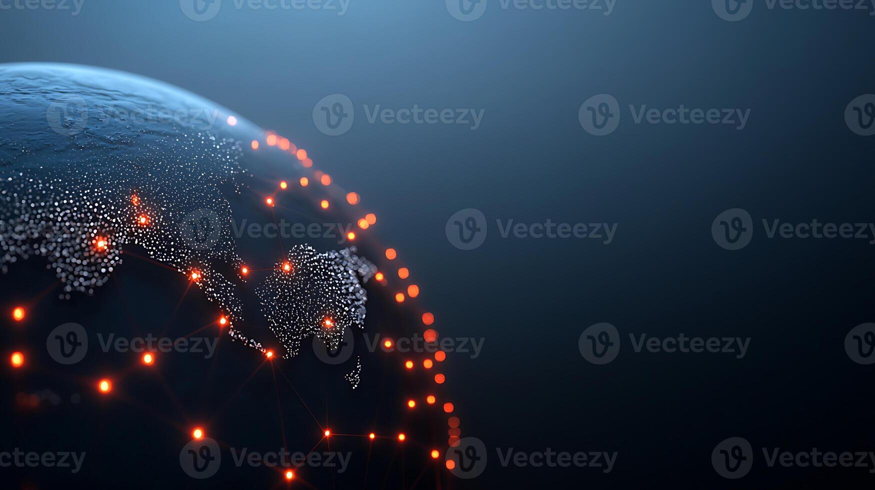 A digital globe showcasing interconnected nodes across Asia, symbolizing global connectivity and technology photo